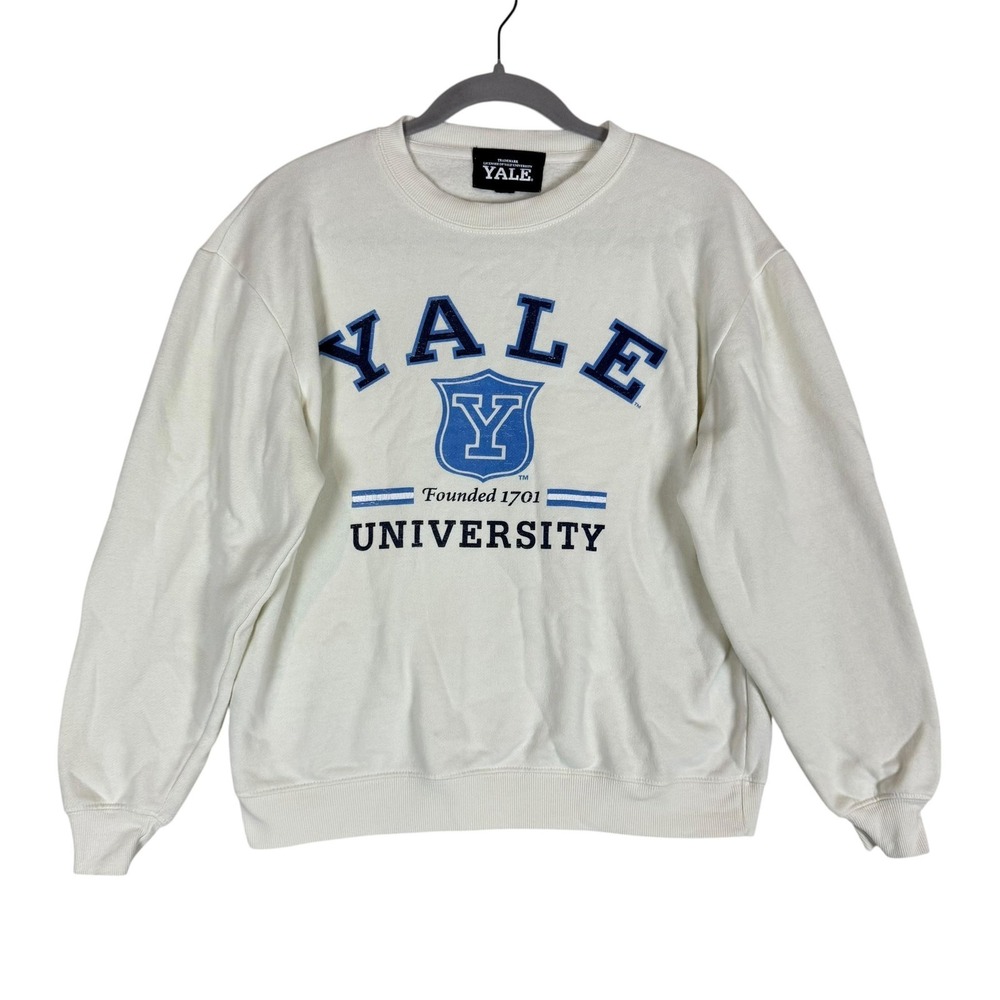 Yale Sweatshirt Mens XS White Fleece Crewneck University Logo Graphic College